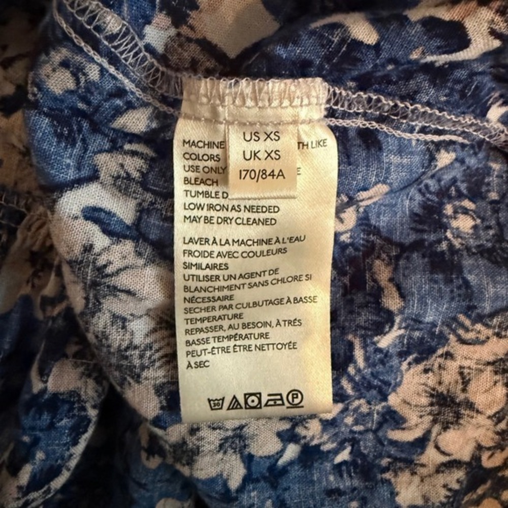 Free People Blue Floral Print Sleeveless Mini Dress XS Smocked Sun Dress - Picture 8 of 10